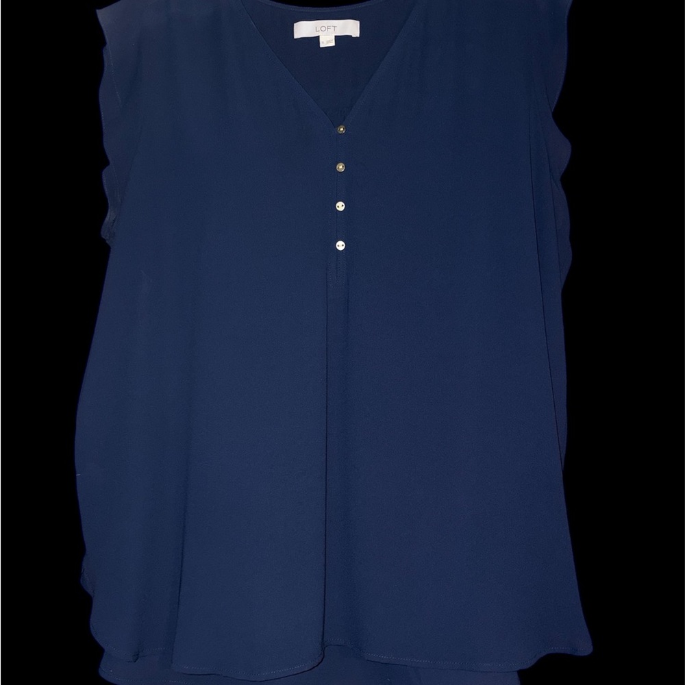LOFT Women's Deep Blue V-Neck Blouse